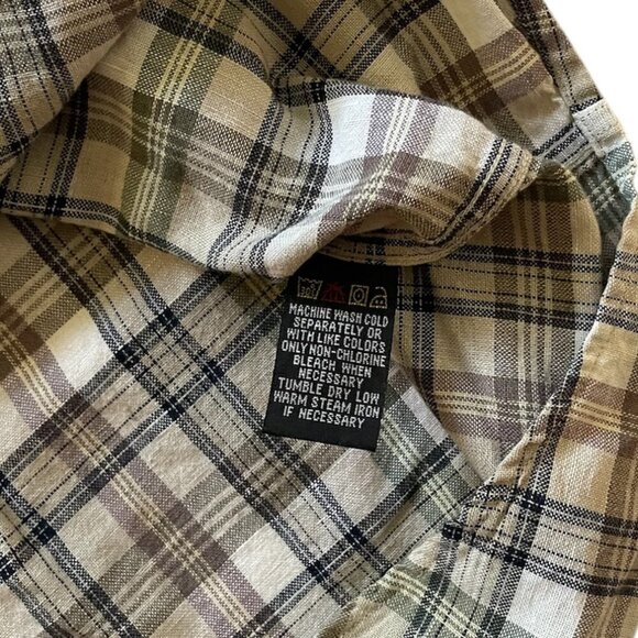 Greg Norman Plaid Linen Short Sleeve Button Down Shirt Men’s Size L - Picture 7 of 7